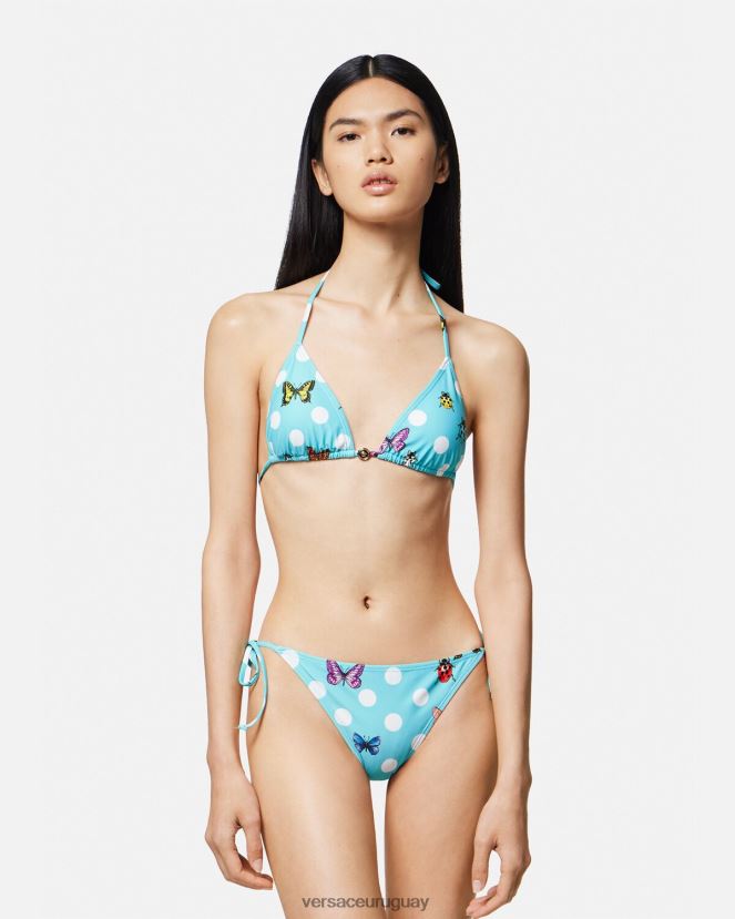 Versace top de bikini con mariposas mujer azul ropa interior y ropa de playa H88R0H1130