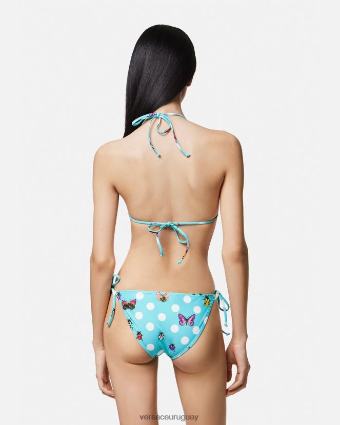 Versace top de bikini con mariposas mujer azul ropa interior y ropa de playa H88R0H1130