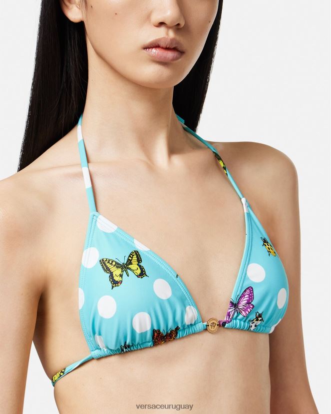 Versace top de bikini con mariposas mujer azul ropa interior y ropa de playa H88R0H1130