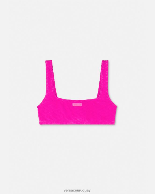 Versace top de bikini de toalla la greca mujer fucsia ropa interior y ropa de playa H88R0H1182