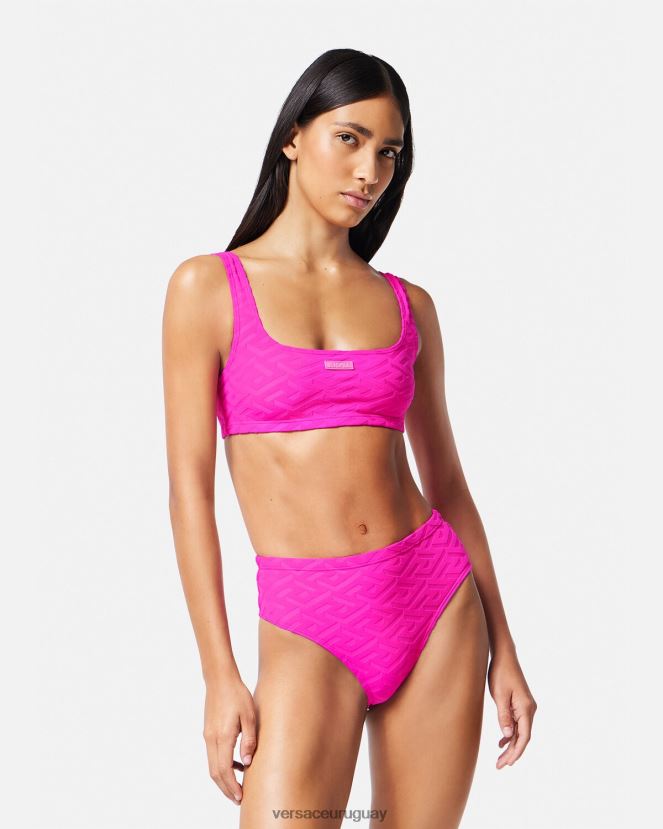 Versace top de bikini de toalla la greca mujer fucsia ropa interior y ropa de playa H88R0H1182