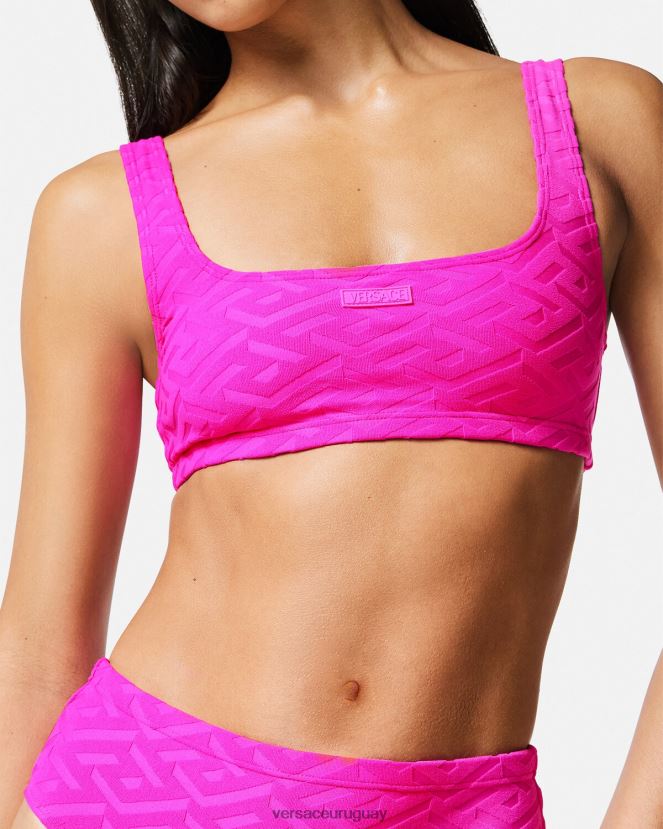 Versace top de bikini de toalla la greca mujer fucsia ropa interior y ropa de playa H88R0H1182