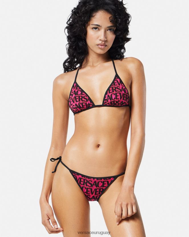 Versace top de bikini reversible mujer fucsia y estampado ropa interior y ropa de playa H88R0H1165