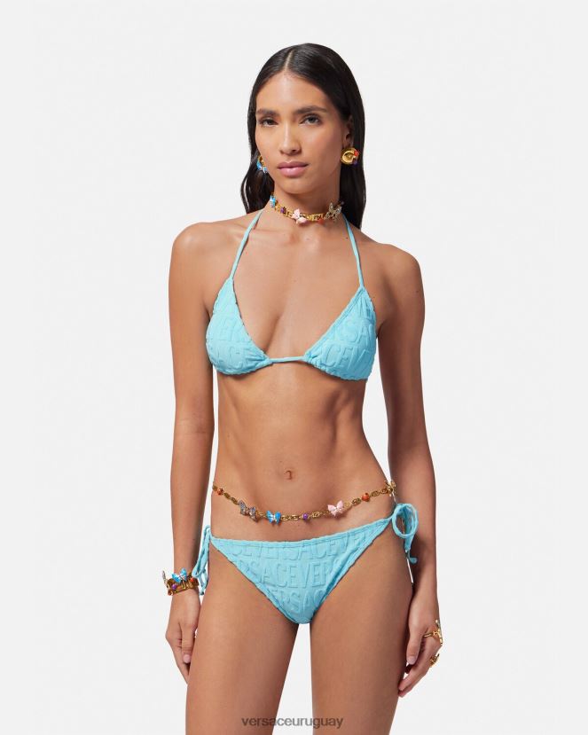 Versace top de bikini tipo toalla mujer azul claro ropa interior y ropa de playa H88R0H1119