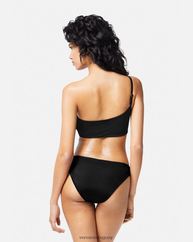Versace traje de baño con abertura y greca mujer negro ropa interior y ropa de playa H88R0H1181