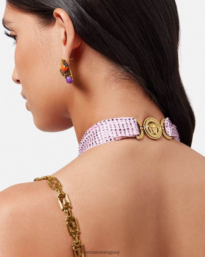 Versace traje de baño con greca de cristal mujer rosa ropa interior y ropa de playa H88R0H1124