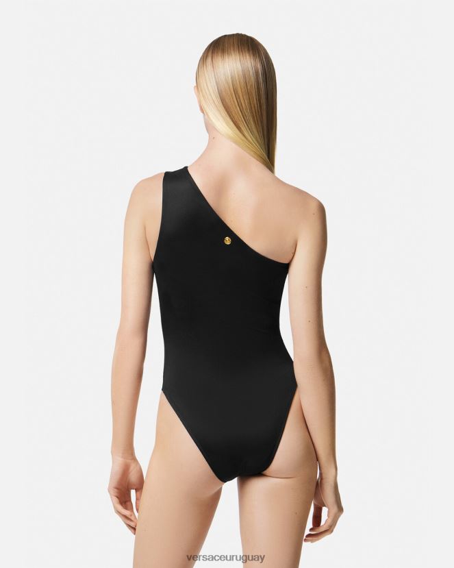 Versace traje de baño de una pieza con cortes mujer negro ropa interior y ropa de playa H88R0H1184