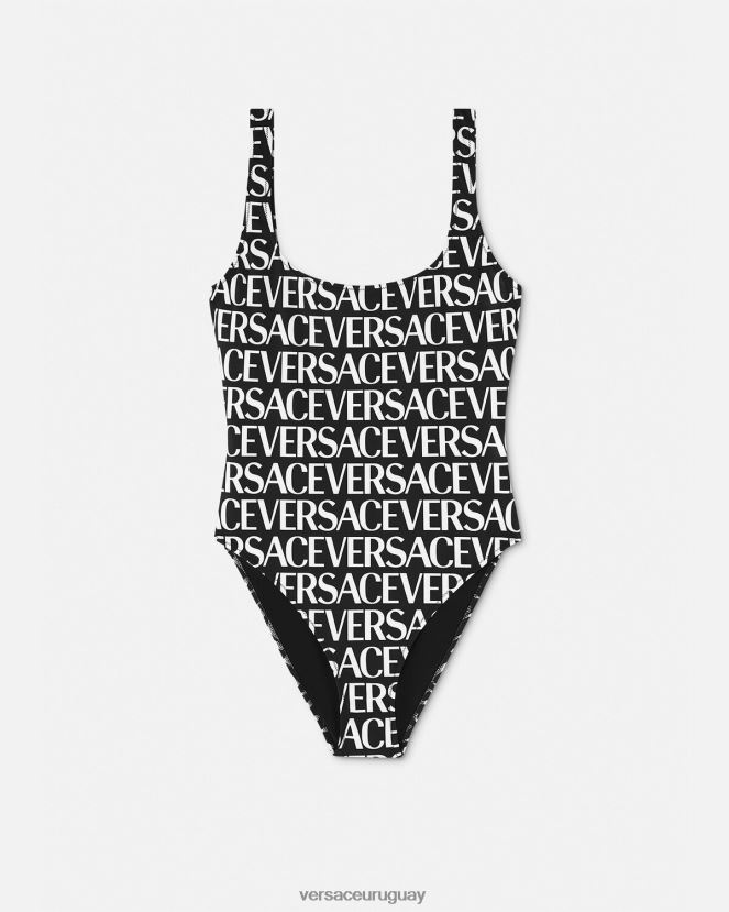 Versace traje de baño de una pieza con logo mujer negro y estampado ropa interior y ropa de playa H88R0H1137