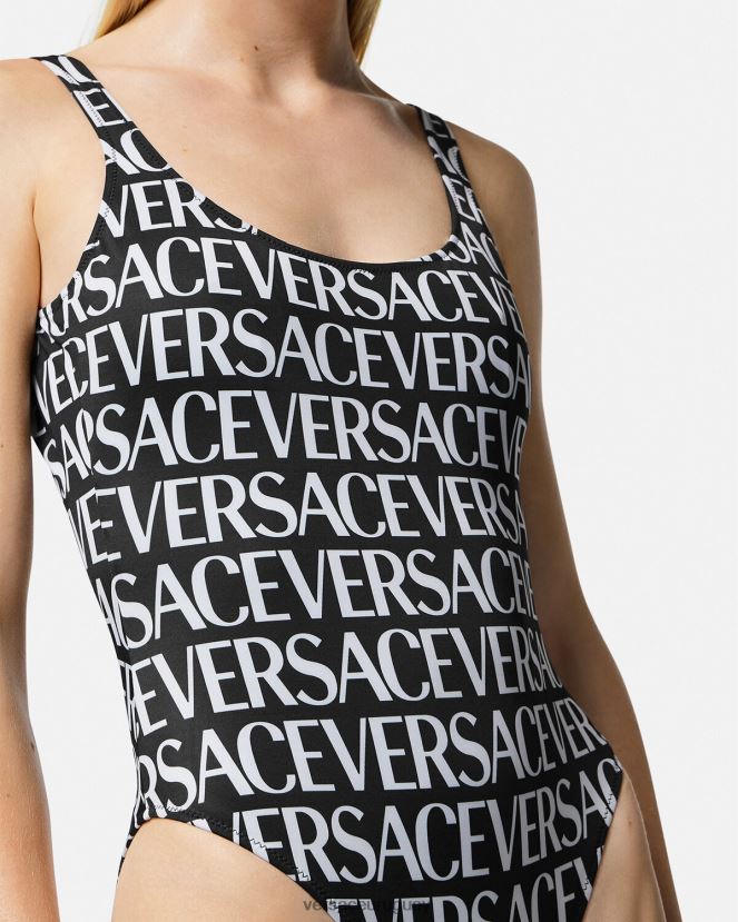 Versace traje de baño de una pieza con logo mujer negro y estampado ropa interior y ropa de playa H88R0H1137