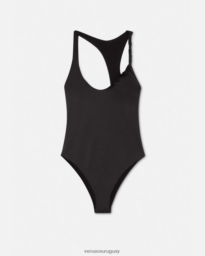 Versace traje de baño de una pieza con medusa enrollada mujer negro ropa interior y ropa de playa H88R0H1162