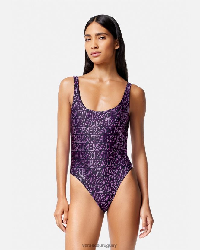 Versace traje de baño de una pieza mujer fucsia y estampado ropa interior y ropa de playa H88R0H1169