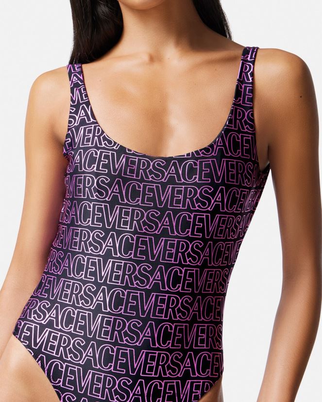 Versace traje de baño de una pieza mujer fucsia y estampado ropa interior y ropa de playa H88R0H1169