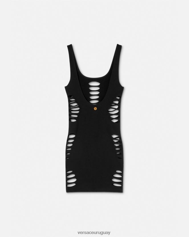 Versace vestido corto con cortes mujer negro ropa interior y ropa de playa H88R0H1216
