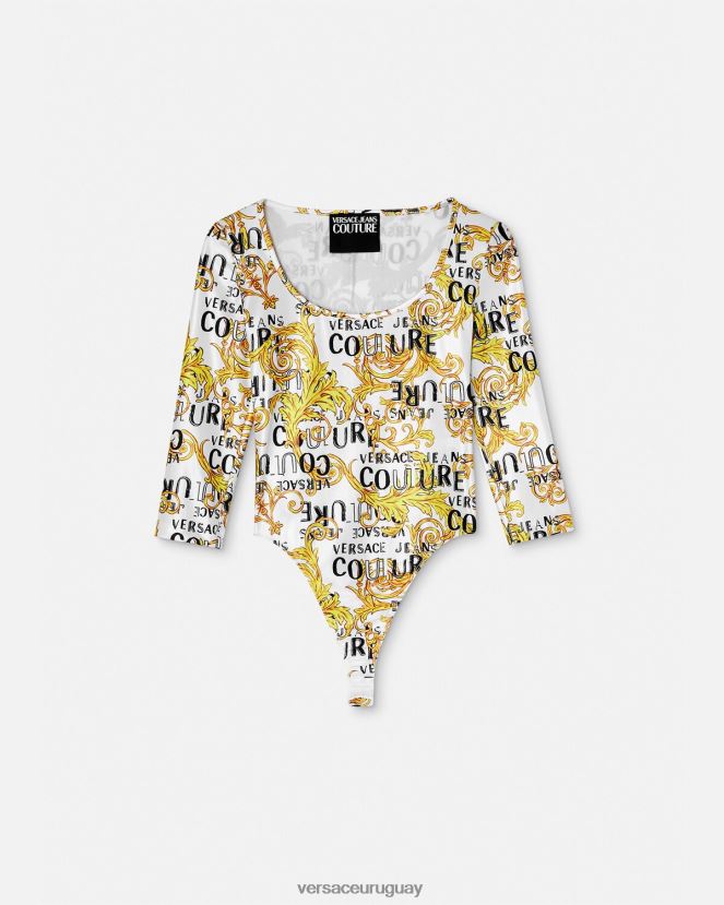Versace body de alta costura con logo mujer oro y blanco ropa H88R0H2210