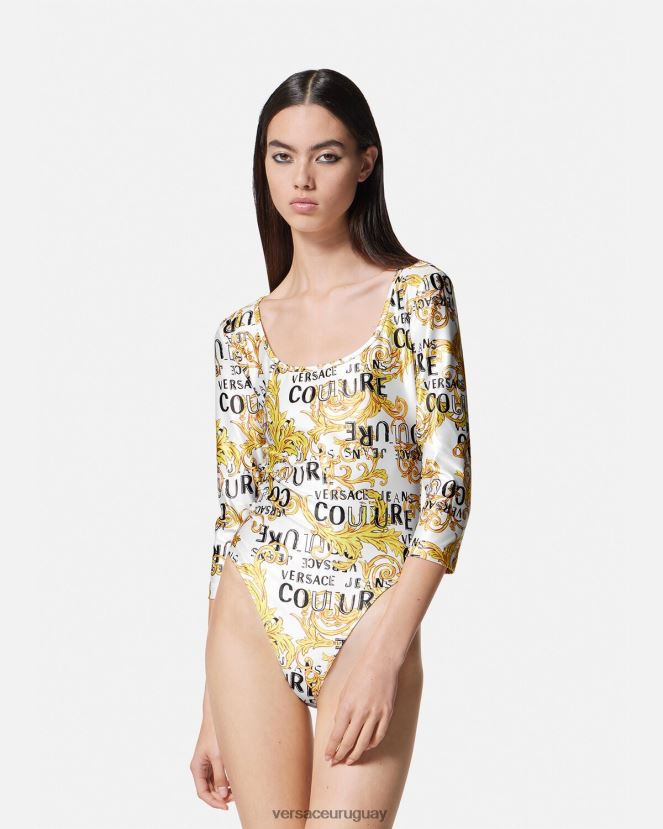 Versace body de alta costura con logo mujer oro y blanco ropa H88R0H2210