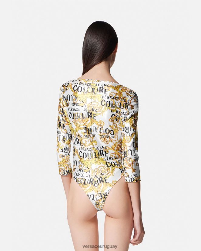 Versace body de alta costura con logo mujer oro y blanco ropa H88R0H2210