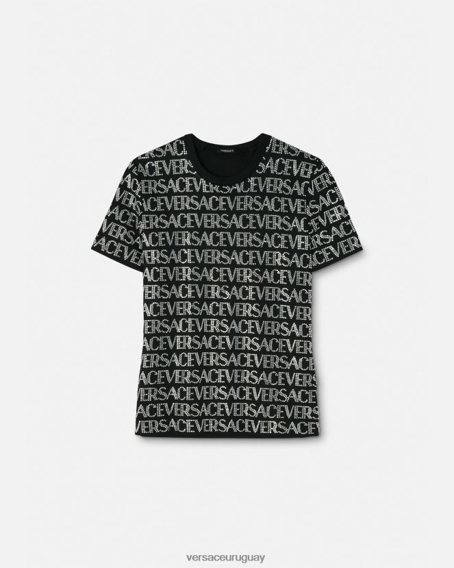 Versace camiseta con cristales mujer negro ropa H88R0H147