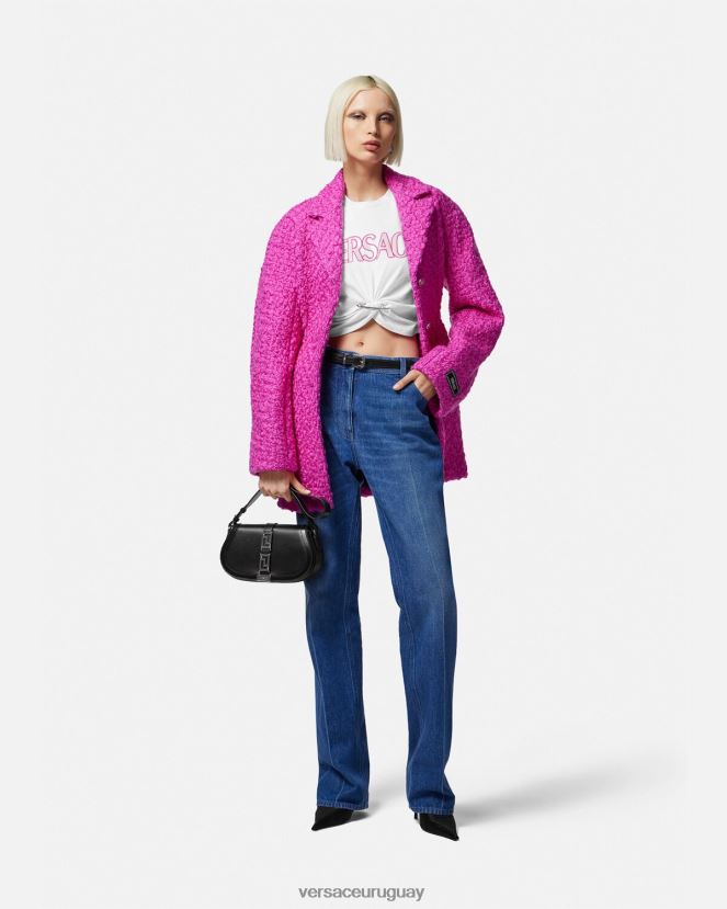 Versace camiseta con logo de imperdible mujer blanco ropa H88R0H138