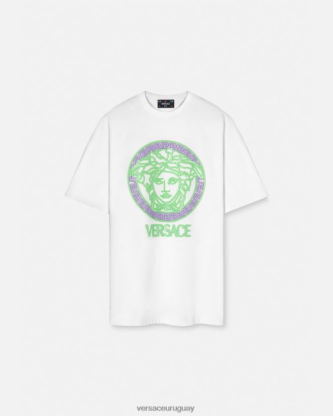Versace camiseta con logo desgastado de Medusa mujer blanco ropa H88R0H135