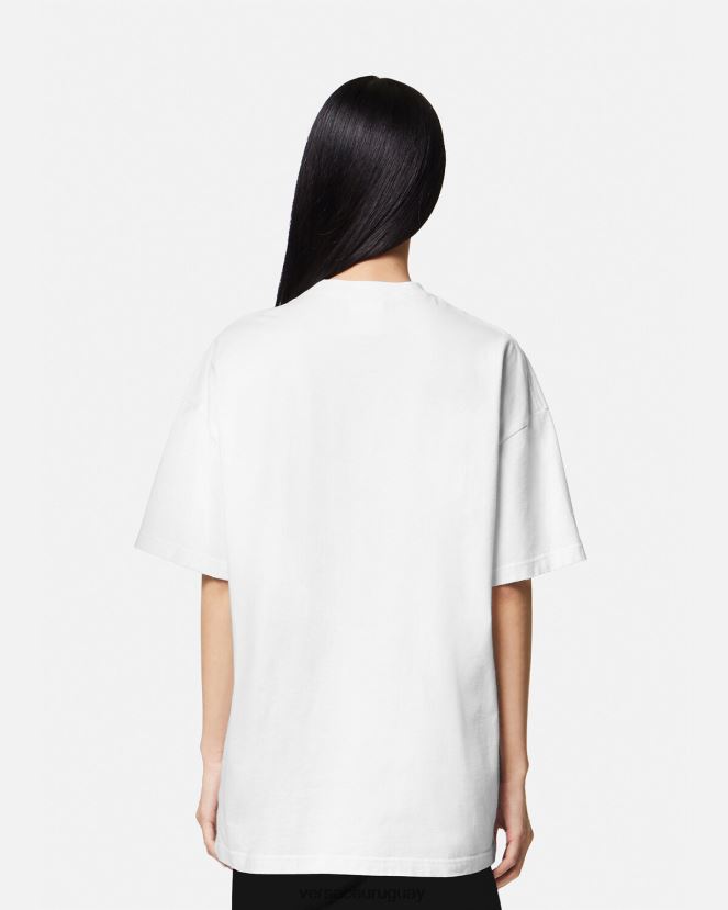 Versace camiseta con logo desgastado de Medusa mujer blanco ropa H88R0H135