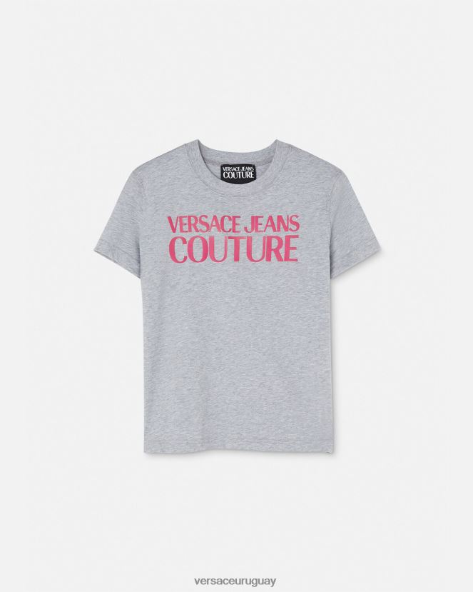 Versace camiseta con logo mujer gris ropa H88R0H2171