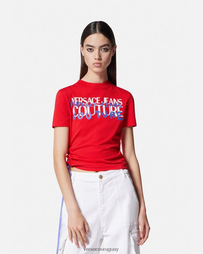 Versace camiseta con logo y cordones mujer naranja ropa H88R0H2172