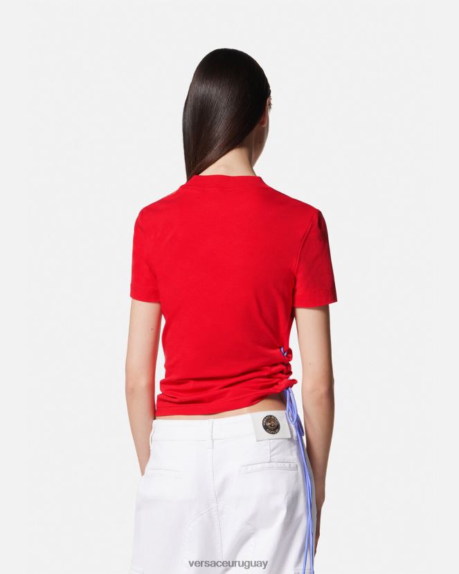 Versace camiseta con logo y cordones mujer naranja ropa H88R0H2172