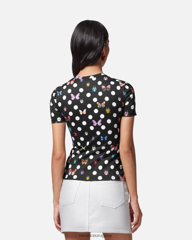 Versace camiseta con mariposas bordadas mujer imprimir ropa H88R0H130