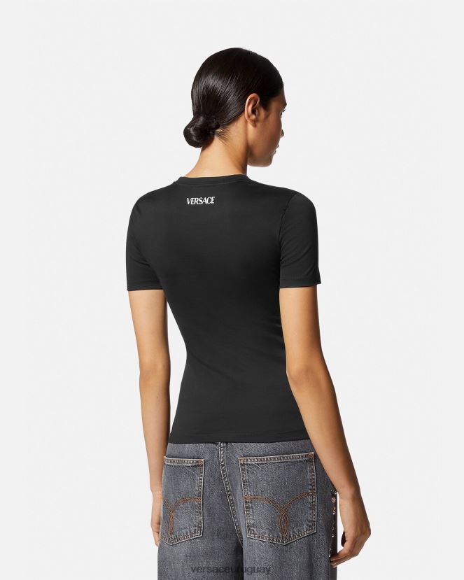 Versace camiseta con medusa de cristal mujer negro ropa H88R0H141