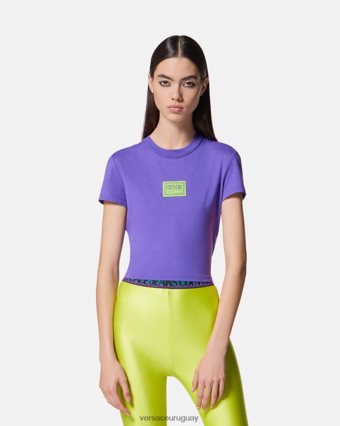 Versace camiseta corta con número de pieza mujer Violeta ropa H88R0H2227