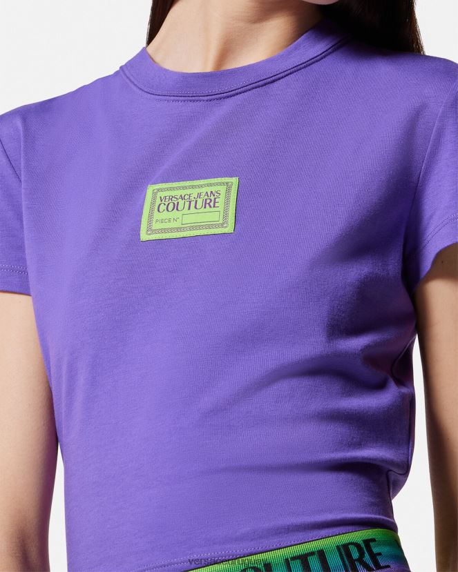 Versace camiseta corta con número de pieza mujer Violeta ropa H88R0H2227