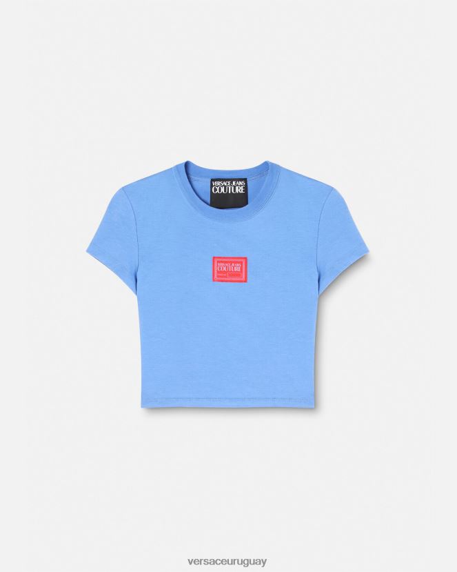 Versace camiseta corta con número de pieza mujer azul claro ropa H88R0H2228