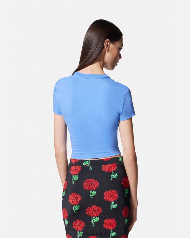 Versace camiseta corta con número de pieza mujer azul claro ropa H88R0H2228