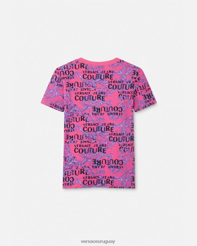 Versace camiseta de alta costura con logo mujer fucsia ropa H88R0H2221