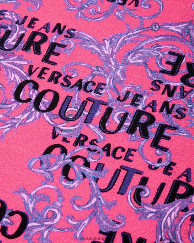 Versace camiseta de alta costura con logo mujer fucsia ropa H88R0H2221
