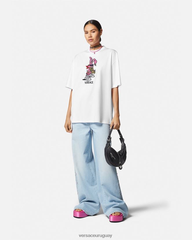 Versace camiseta del conejo del festival de primavera mujer blanco ropa H88R0H148