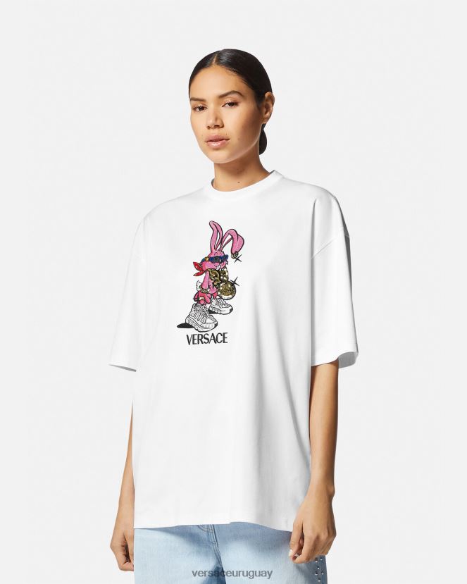 Versace camiseta del conejo del festival de primavera mujer blanco ropa H88R0H148