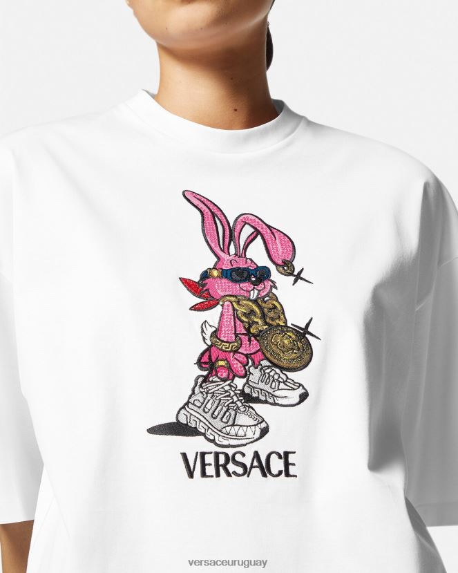 Versace camiseta del conejo del festival de primavera mujer blanco ropa H88R0H148