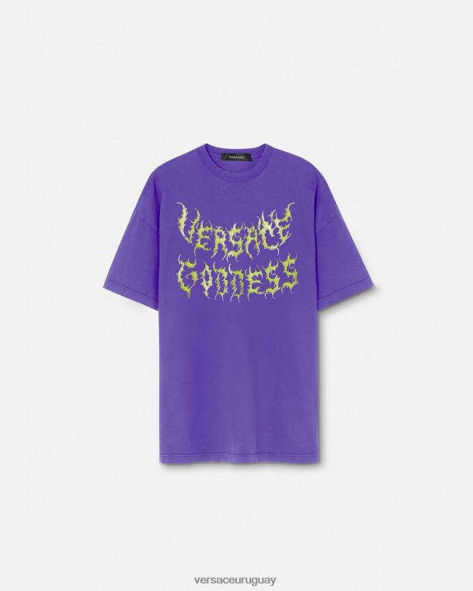 Versace camiseta extragrande de diosa mujer Violeta ropa H88R0H151