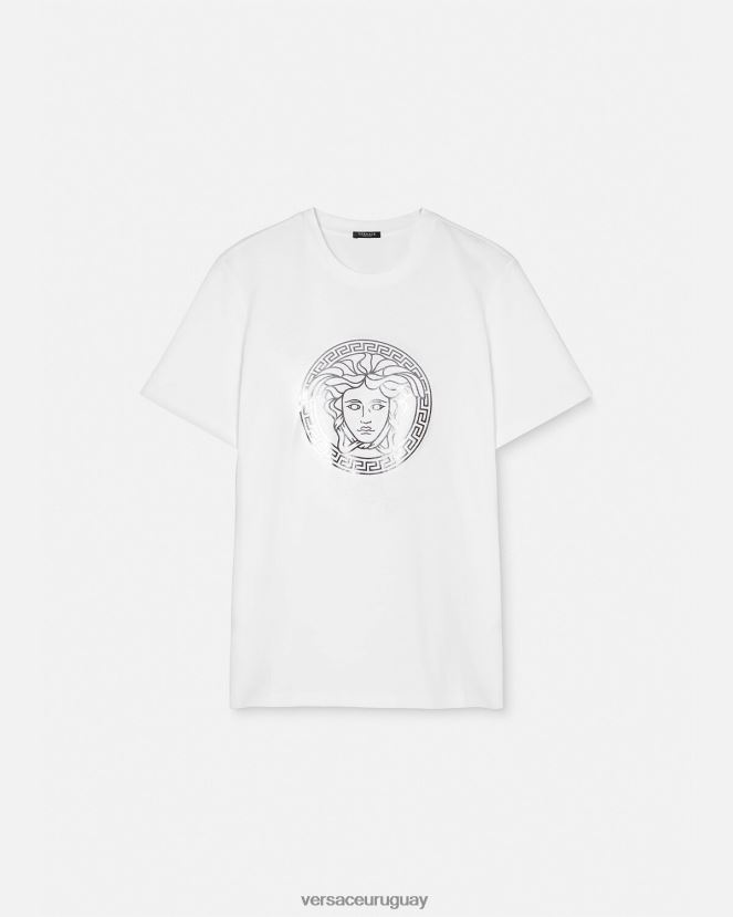 Versace camiseta medusa mujer plata blanca ropa H88R0H128