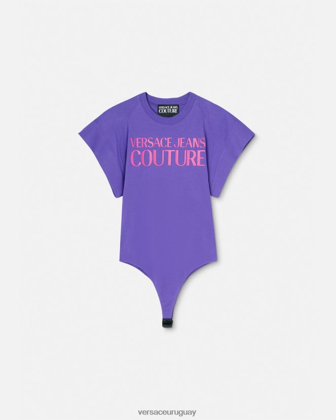 Versace camiseta tipo body con logo mujer Violeta ropa H88R0H2163