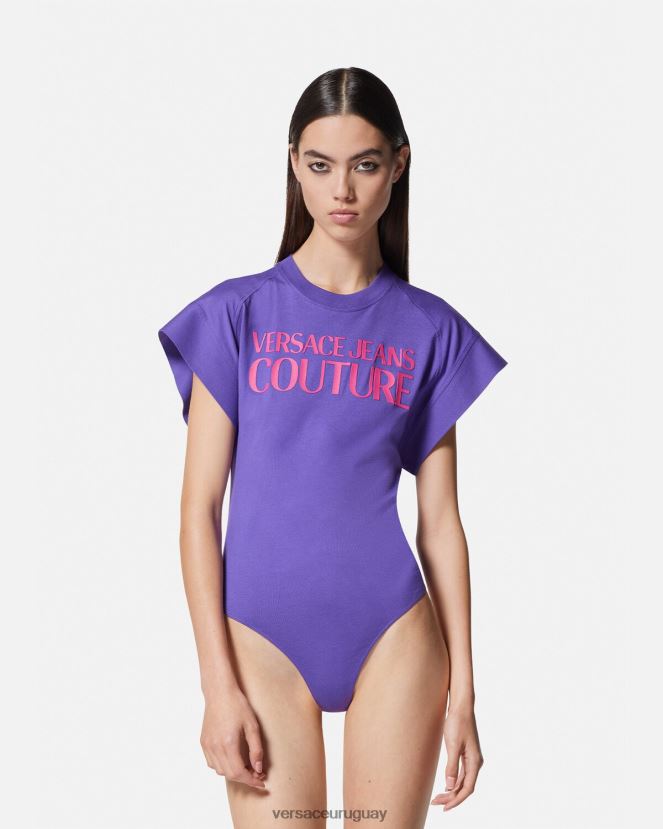 Versace camiseta tipo body con logo mujer Violeta ropa H88R0H2163