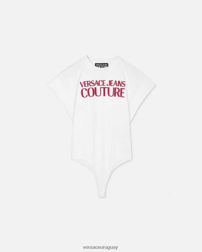 Versace camiseta tipo body con logo mujer blanco ropa H88R0H2162