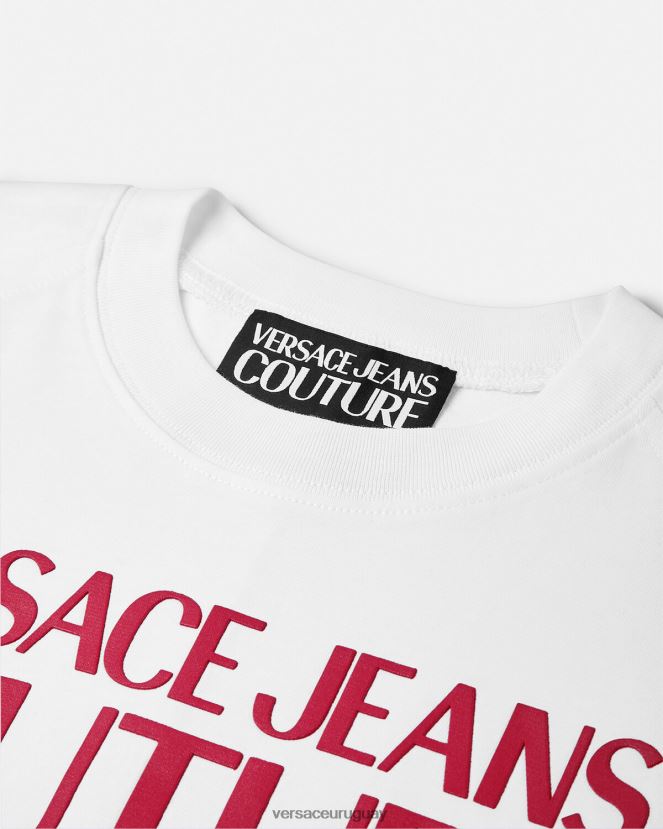 Versace camiseta tipo body con logo mujer blanco ropa H88R0H2162