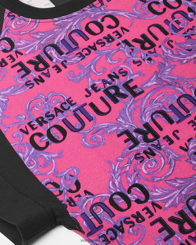 Versace camiseta tipo body de alta costura con logo mujer fucsia ropa H88R0H2209