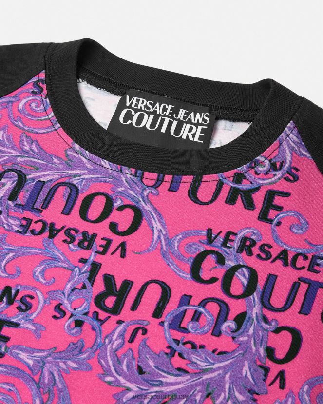 Versace camiseta tipo body de alta costura con logo mujer fucsia ropa H88R0H2209