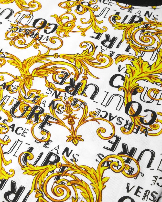 Versace camiseta tipo body de alta costura con logo mujer oro y blanco ropa H88R0H2207