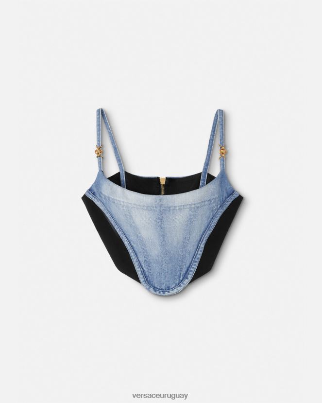 Versace corsé de mezclilla mujer azul claro ropa H88R0H228
