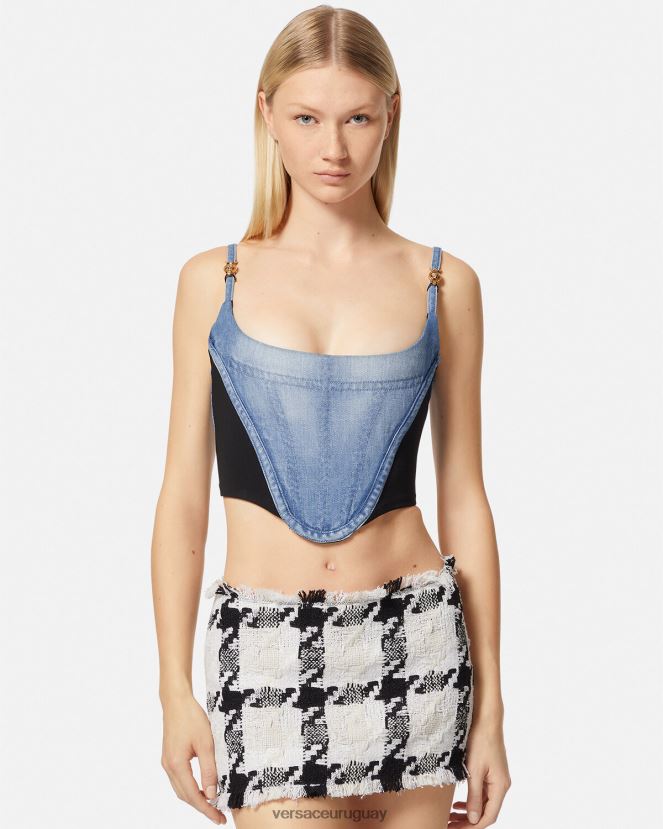Versace corsé de mezclilla mujer azul claro ropa H88R0H228