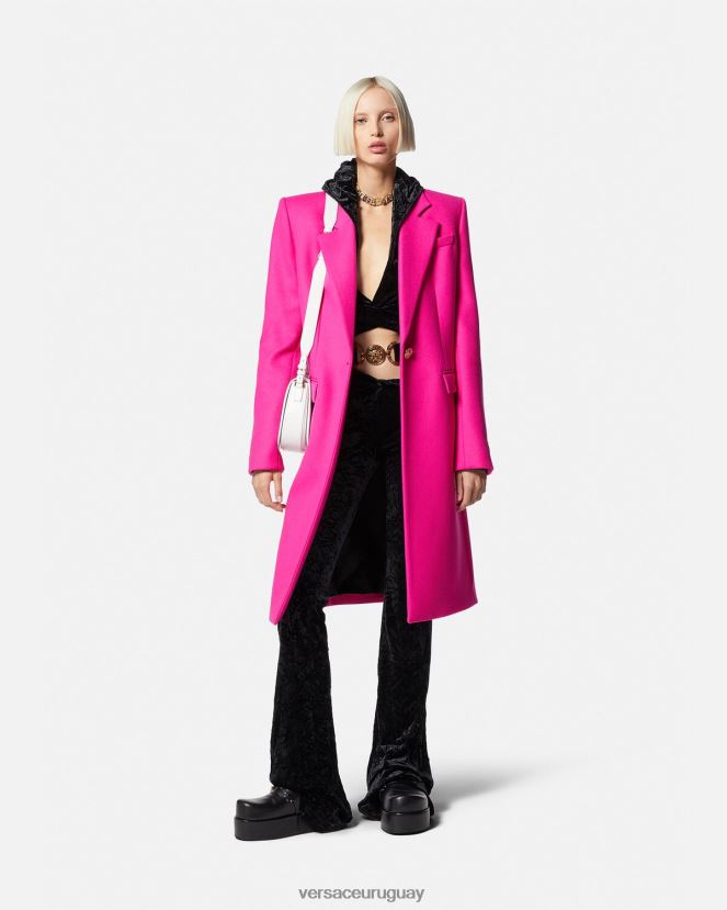 Versace abrigo largo de lana con medusa mujer fucsia ropa H88R0H104